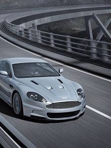 Preview wallpaper aston martin, dbs, 2008, gray, front view, car, bridge