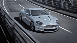 Preview wallpaper aston martin, dbs, 2008, gray, front view, car, bridge