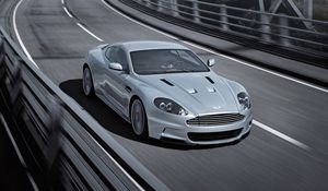 Preview wallpaper aston martin, dbs, 2008, gray, front view, car, bridge