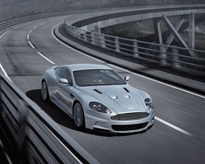 Preview wallpaper aston martin, dbs, 2008, gray, front view, car, bridge