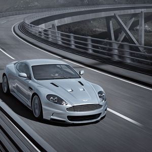 Preview wallpaper aston martin, dbs, 2008, gray, front view, car, bridge