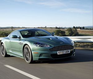 Preview wallpaper aston martin, dbs, 2008, green, front view, cars, speed