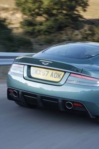 Preview wallpaper aston martin, dbs, 2008, green, rear view, cars, speed