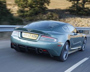 Preview wallpaper aston martin, dbs, 2008, green, rear view, cars, speed