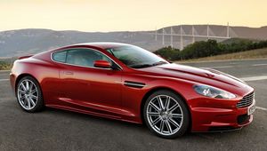 Preview wallpaper aston martin, dbs, 2008, red, side view, sport, mountain