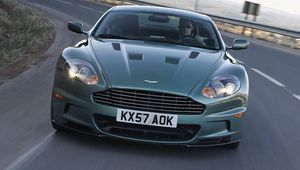 Preview wallpaper aston martin, dbs, 2008, green, front view, asphalt