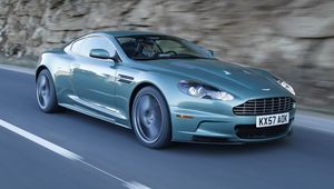 Preview wallpaper aston martin, dbs, 2008, green, side view, rock, auto