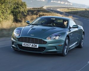 Preview wallpaper aston martin, dbs, 2008, green, front view, cars, speed