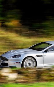 Preview wallpaper aston martin, dbs, 2008, white metallic, side view, car, speed