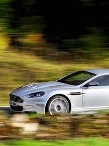 Preview wallpaper aston martin, dbs, 2008, white metallic, side view, car, speed