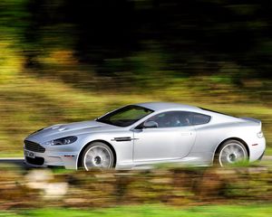 Preview wallpaper aston martin, dbs, 2008, white metallic, side view, car, speed