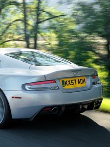 Preview wallpaper aston martin, dbs, 2008, white, rear view, cars, nature