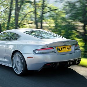 Preview wallpaper aston martin, dbs, 2008, white, rear view, cars, nature