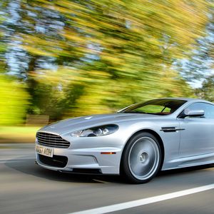 Preview wallpaper aston martin, dbs, 2008, silver metallic, side view, sport, asphalt