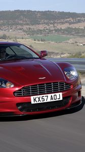 Preview wallpaper aston martin, dbs, 2008, red, front view, sports, nature