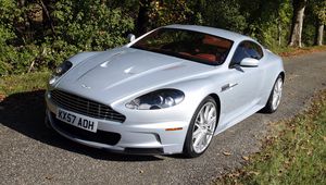 Preview wallpaper aston martin dbs, 2008, white, front view, grass, trees