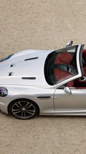 Preview wallpaper aston martin, dbs, 2009, silver metallic, top view, cars, sports