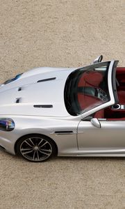 Preview wallpaper aston martin, dbs, 2009, silver metallic, top view, cars, sports