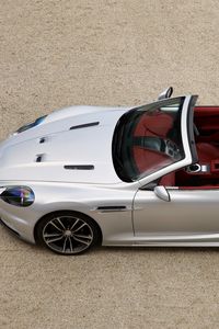 Preview wallpaper aston martin, dbs, 2009, silver metallic, top view, cars, sports