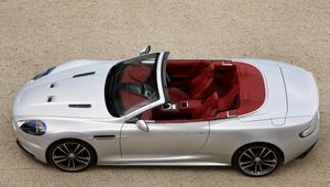 Preview wallpaper aston martin, dbs, 2009, silver metallic, top view, cars, sports