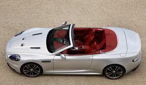 Preview wallpaper aston martin, dbs, 2009, silver metallic, top view, cars, sports