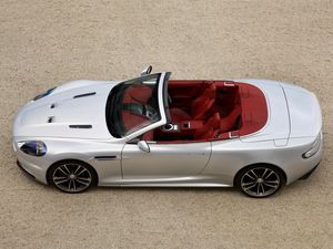 Preview wallpaper aston martin, dbs, 2009, silver metallic, top view, cars, sports