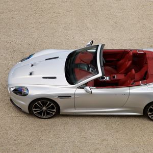 Preview wallpaper aston martin, dbs, 2009, silver metallic, top view, cars, sports