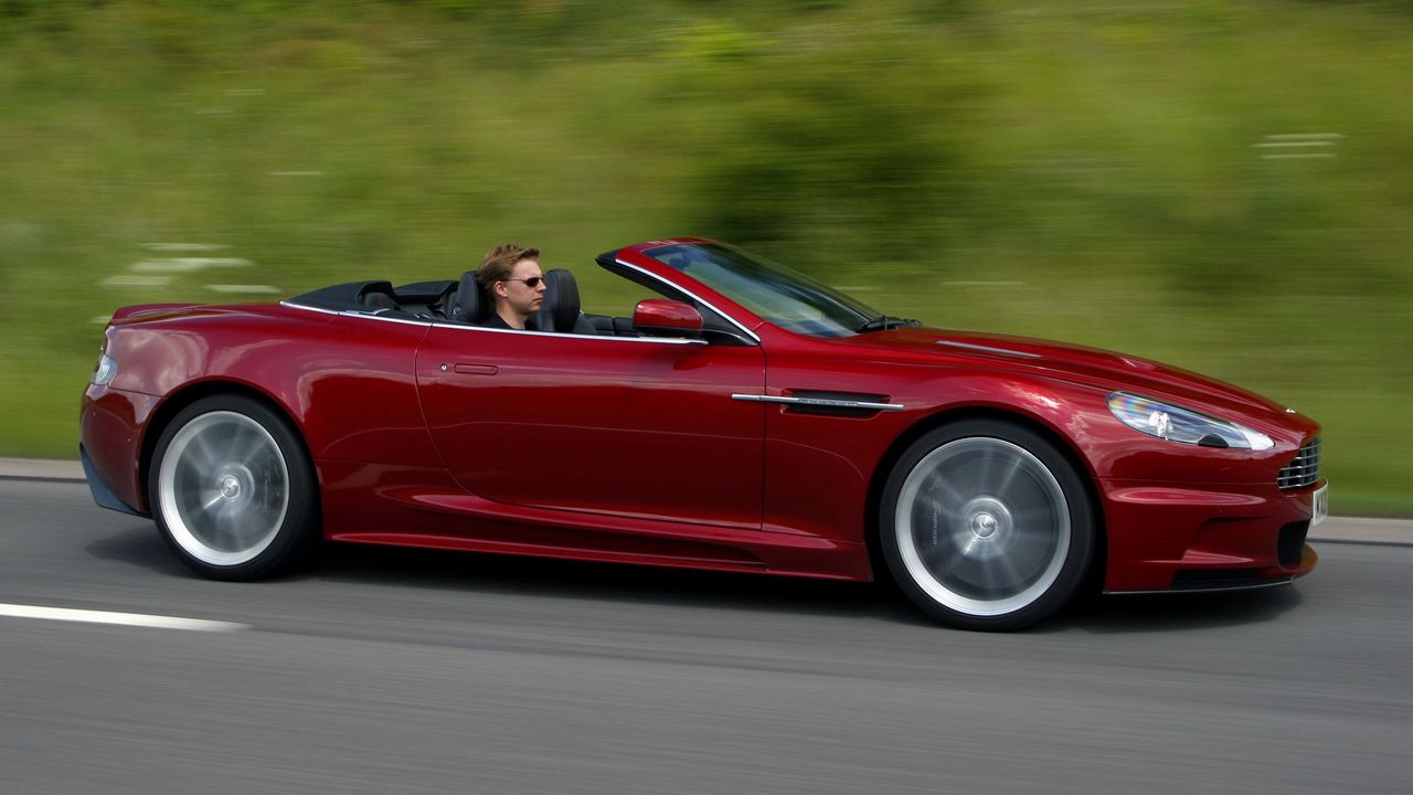Wallpaper aston martin, dbs, 2009, red, side view, cars, speed, nature