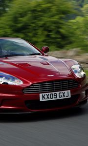 Preview wallpaper aston martin, dbs, 2009, red, front view, cars, speed, asphalt