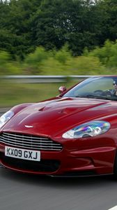 Preview wallpaper aston martin, dbs, 2009, red, side view, sports, style, nature