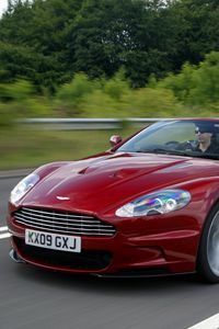 Preview wallpaper aston martin, dbs, 2009, red, side view, sports, style, nature