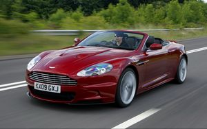 Preview wallpaper aston martin, dbs, 2009, red, side view, sports, style, nature