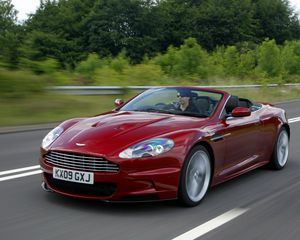 Preview wallpaper aston martin, dbs, 2009, red, side view, sports, style, nature