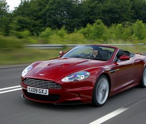 Preview wallpaper aston martin, dbs, 2009, red, side view, sports, style, nature