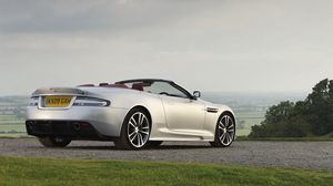 Preview wallpaper aston martin, dbs, 2009, silver metallic, side view, nature, cars