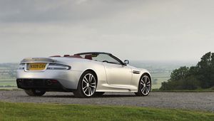 Preview wallpaper aston martin, dbs, 2009, silver metallic, side view, nature, cars