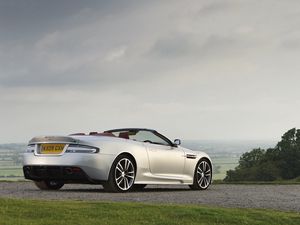 Preview wallpaper aston martin, dbs, 2009, silver metallic, side view, nature, cars