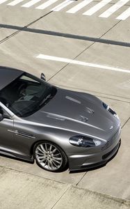 Preview wallpaper aston martin, dbs, 2009, gray, top view, style, asphalt