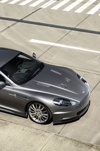 Preview wallpaper aston martin, dbs, 2009, gray, top view, style, asphalt