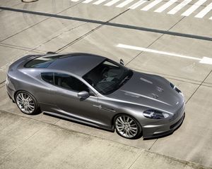 Preview wallpaper aston martin, dbs, 2009, gray, top view, style, asphalt