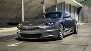 Preview wallpaper aston martin, dbs, 2009, gray, front view, cars, sky
