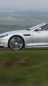 Preview wallpaper aston martin, dbs, 2009, silver metallic, side view, style, cars, speed