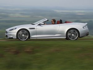 Preview wallpaper aston martin, dbs, 2009, silver metallic, side view, style, cars, speed