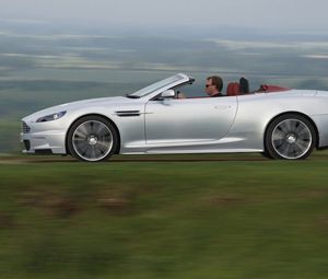Preview wallpaper aston martin, dbs, 2009, silver metallic, side view, style, cars, speed
