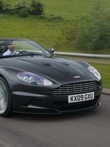 Preview wallpaper aston martin, dbs, 2009, black, front view, cars, speed