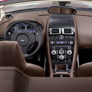 Preview wallpaper aston martin, dbs, 2009, brown, salon, interior, steering wheel, speedometer