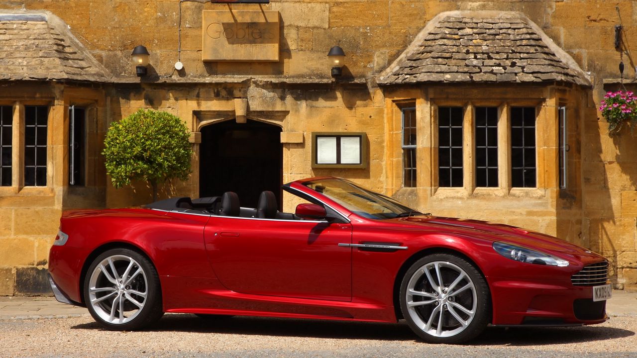Wallpaper aston martin, dbs, 2009, red, side view, cabriolet, auto, home