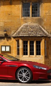 Preview wallpaper aston martin, dbs, 2009, red, side view, cabriolet, auto, home