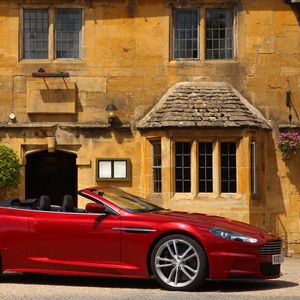 Preview wallpaper aston martin, dbs, 2009, red, side view, cabriolet, auto, home