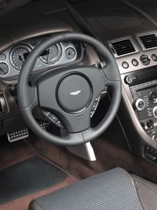 Preview wallpaper aston martin, dbs, 2010, salon, interior, steering wheel, speedometer